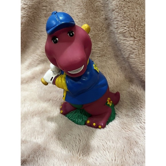 1992 Barney Baseball bat Coin Piggy Bank Purple Dinosaur Figure 1992 Child Money - Picture 1 of 4